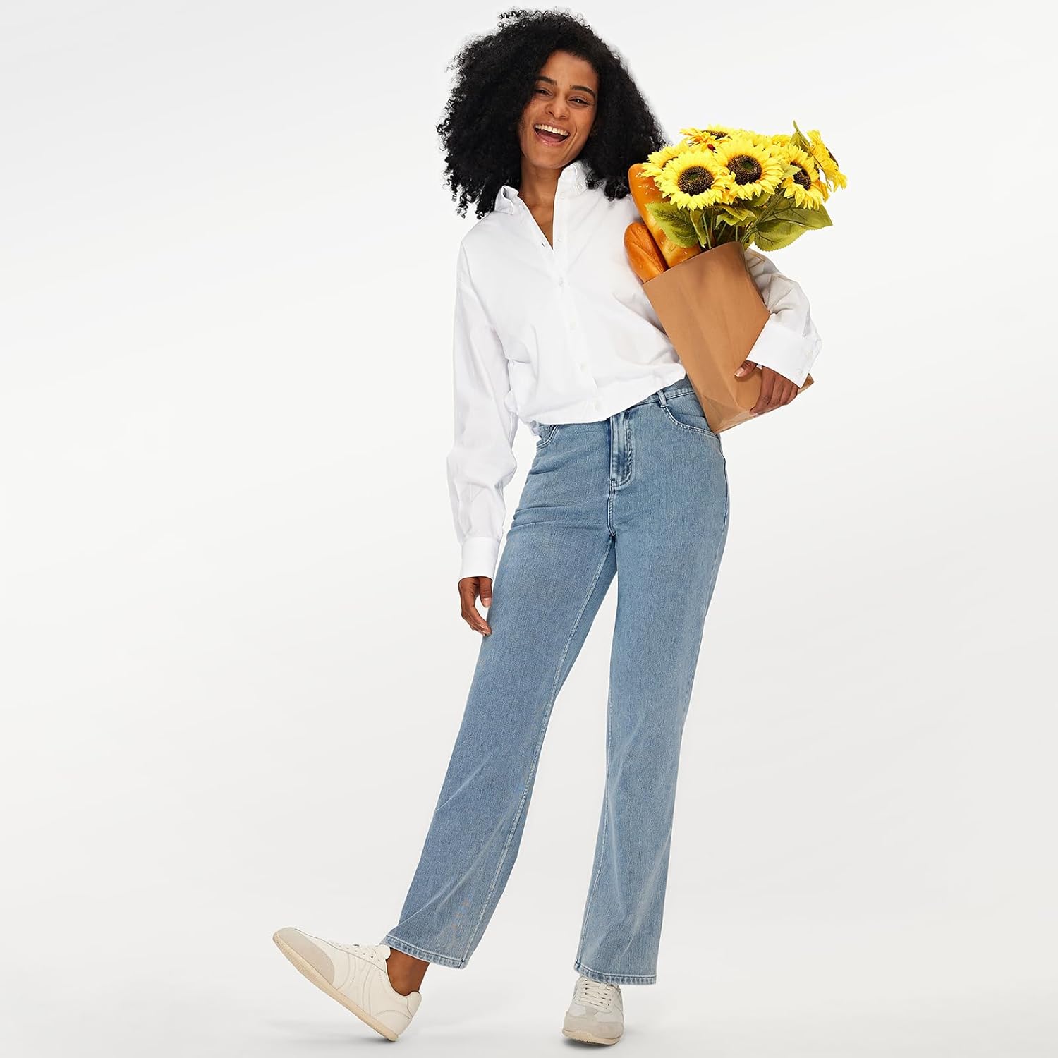 High Waisted Straight Leg Jeans for Women – Soft Stretchy Denim, Classic Fit – Great for Work, Travel