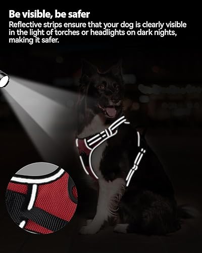 Miniatura 5 de Joytale Arnés sin tirones para perros extragrandes, chaleco reflectante para mascotas con clip frontal, arnés acolchado suave ajustable con asa de