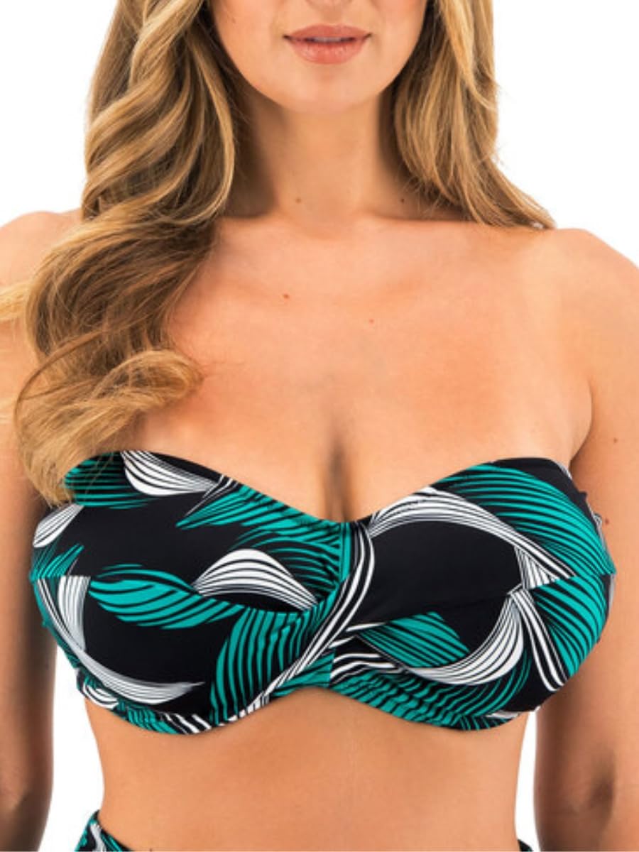 Fantasie Saint Lucia Underwire Twist Bandeau Bikini Top Top, Black, 36E for Women, Black, 36E