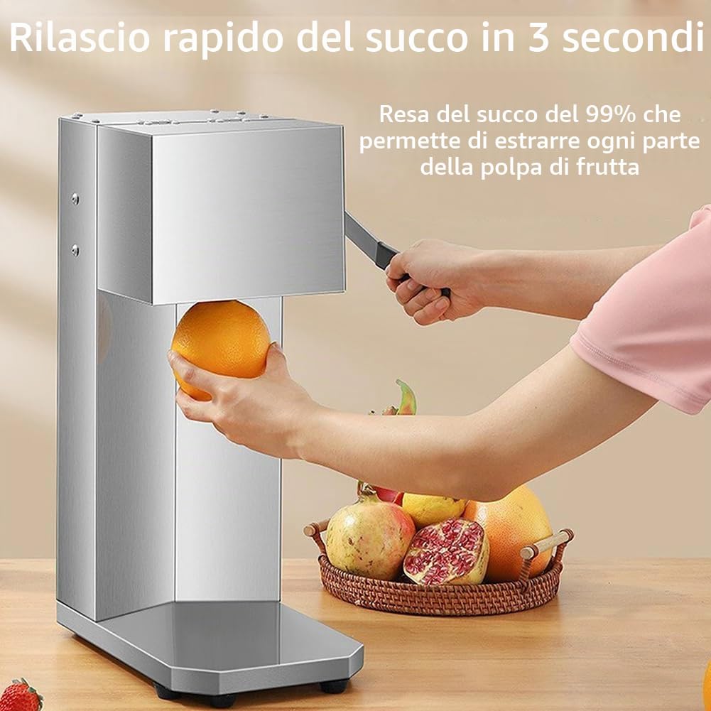 Spremiagrumi arancione - Potente spremiagrumi elettrico con design in acciaio inossidabile, impugnatura morbida, controllo della polpa 3s per massimizzare l'estrazione del succo - Qualità commerciale,