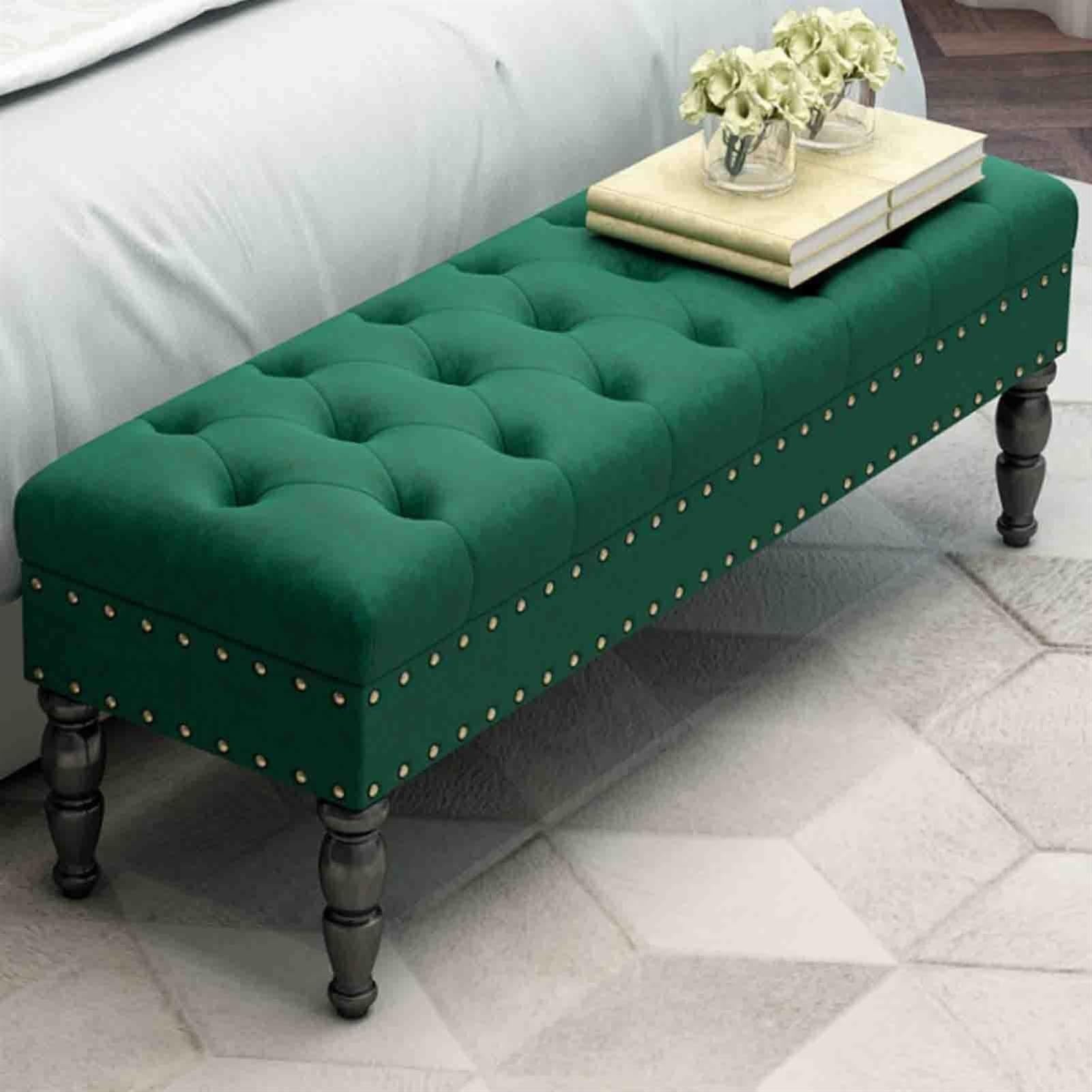 Banc à chaussures vert de 80 cm pour entrée et salon élégant