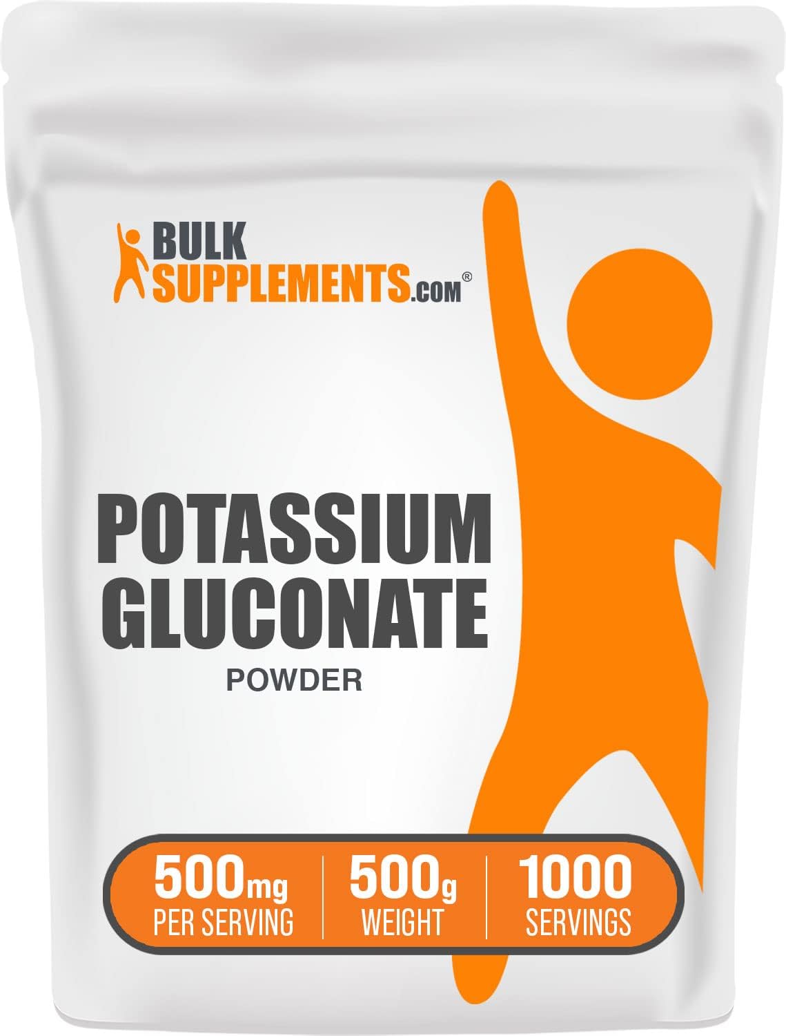 BulkSupplements.com Potassium Gluconate Powder - Potassium Supplement - Potassium Salt - Potassium Powder - Potassium Gluconate Supplement - 84mg of Potassium per Serving (500 Grams - 1.1 lbs)