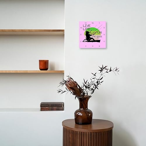 Miniatura 8 de 3dRose Wall Clock Silent - 10 inch - Vintage Sunset Retro Sunrise Black Kitesurfer Silhouette - Vector Art - Kitesurfing Sport Action