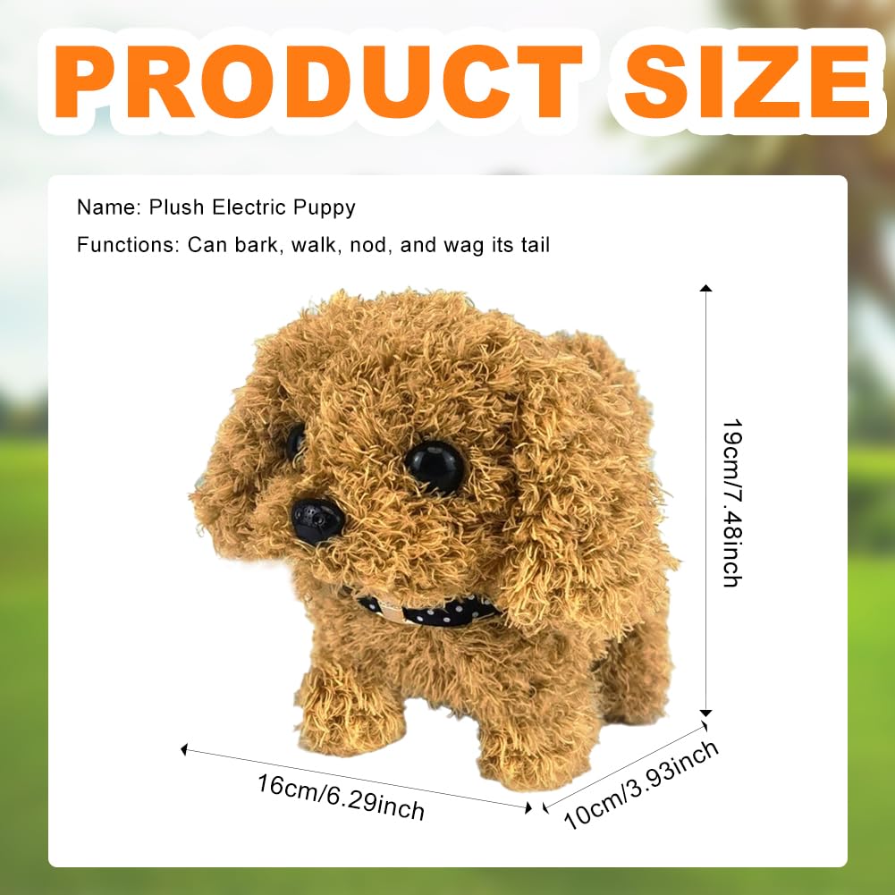 Toy Dogs for Kids Plush Brown Labrador Toy Electronic Interactive Plush Dog Toys for 1-6 Year Old Kids Simulation Pet Dog Walking Nod Barking Wagging Tail Puppy Educational Toys for Boys Girls (Teddy) - Image 2