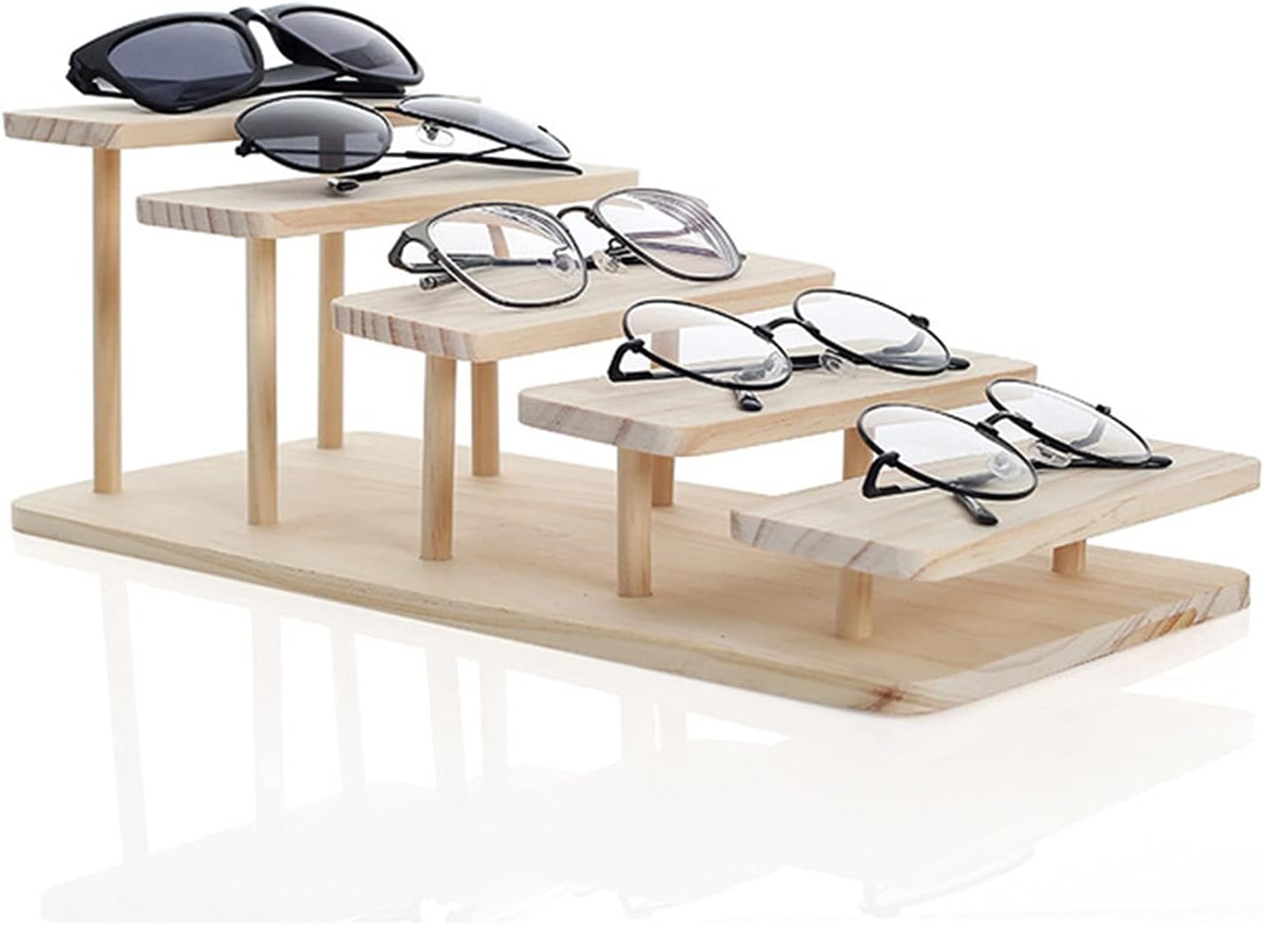 Assembleable Bamboo Sunglasses Stand Glasses Display Jewelry Holder Bracelet Watches Show Product Sunglasses Display Stand (Color : 4 Layers) (5 Layers)