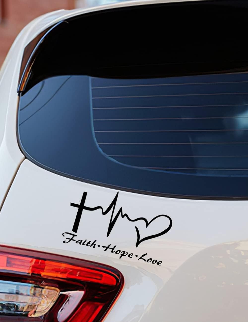 SHENYI Hope Faith Love Heart Car Decal Stickers, Jesus Cross Vinyl Sticker for Car Windows, Tablets, Laptops, Water Bottles (Black)