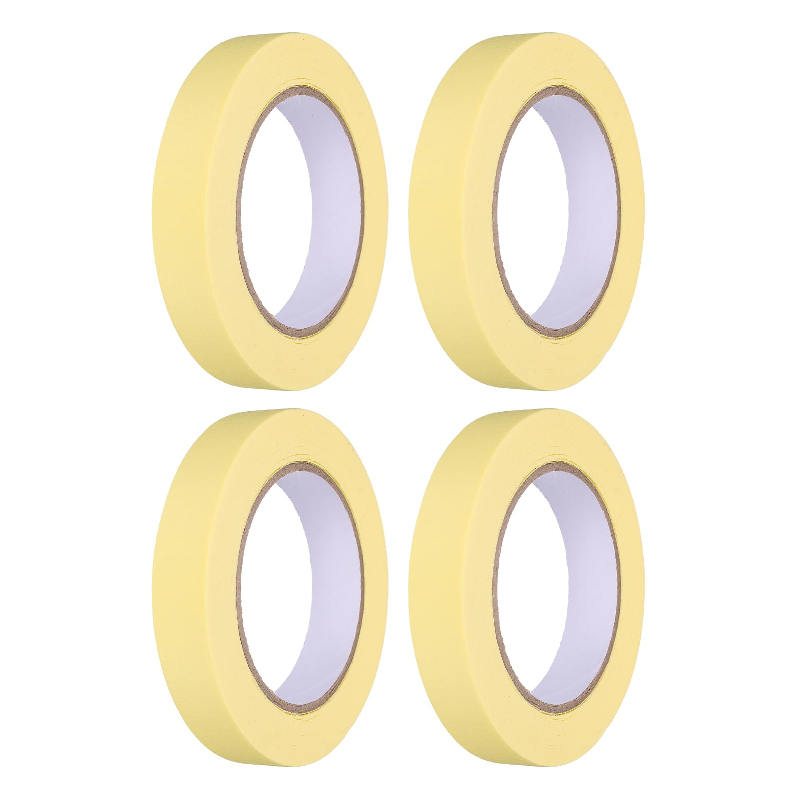 sourcing map 4pcs 20mm x 50 m Colored Masking Tape Universal Crepe Paper Colorful Masking Painter Tape for Art Drawing DIY Handcraft Labeling Sealing, Yellow