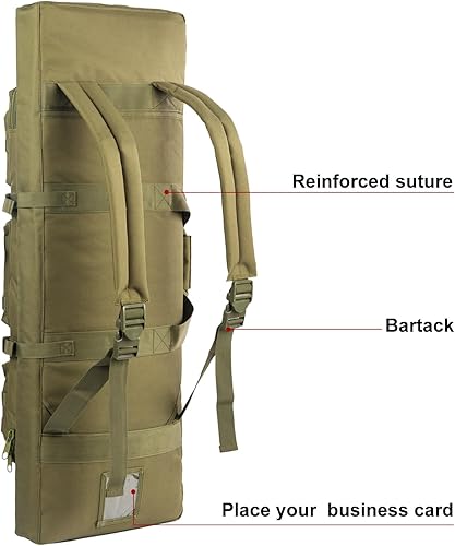 Miniatura 10 de Mochila táctica doble larga para pistola con funda para pistola, correa de transporte lateral acolchada con cremallera bloqueable para caza, campo