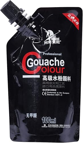 Gouache Paint - Pintura negra para lienzo y papel, 3.4 fl oz, no tóxica, opaca