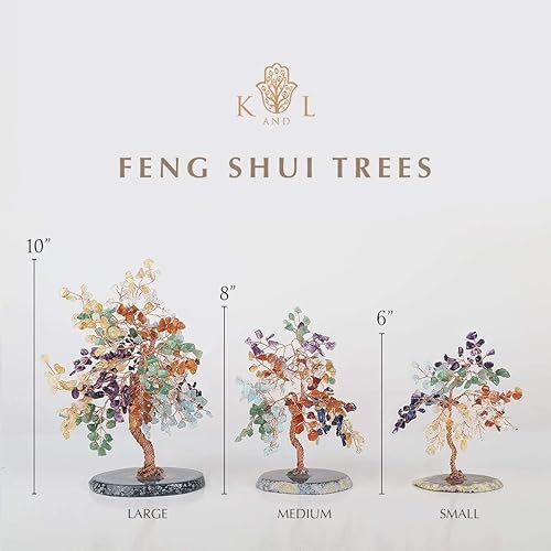 Miniatura 5 de KARMA AND LUCK, Árbol de la vida Feng Shui para decoración del hogar con piedra aguamarina real envuelta con alambre de cobre sobre base de cuarzo