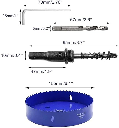 Vista 15 de Luomorgo - Sierra perforadora de 4 pulgadas/100 mm, acero de alta velocidad, profundidad de corte 1 1/4 pulgadas, adaptador de broca hexagonal