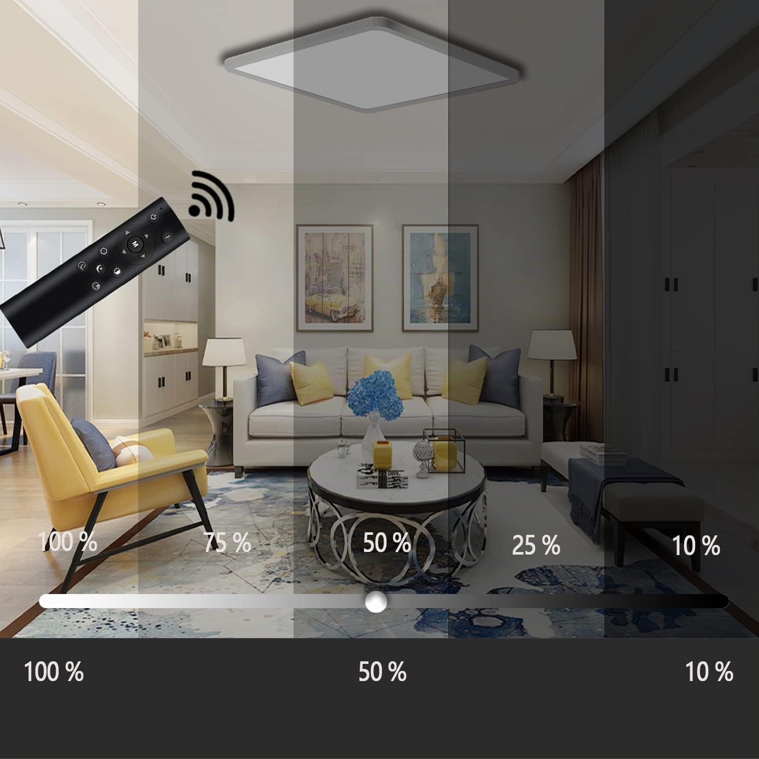 Ouyulong Plafoniera Led soffitto Dimmerabile 30cm, 36W Plafoniera Led Con Telecomando,Controllo temperatura Colore 3000-6500K,Luminosità Regolabile10%-100%, Funzione Timer, per Soggiorno,Bagno