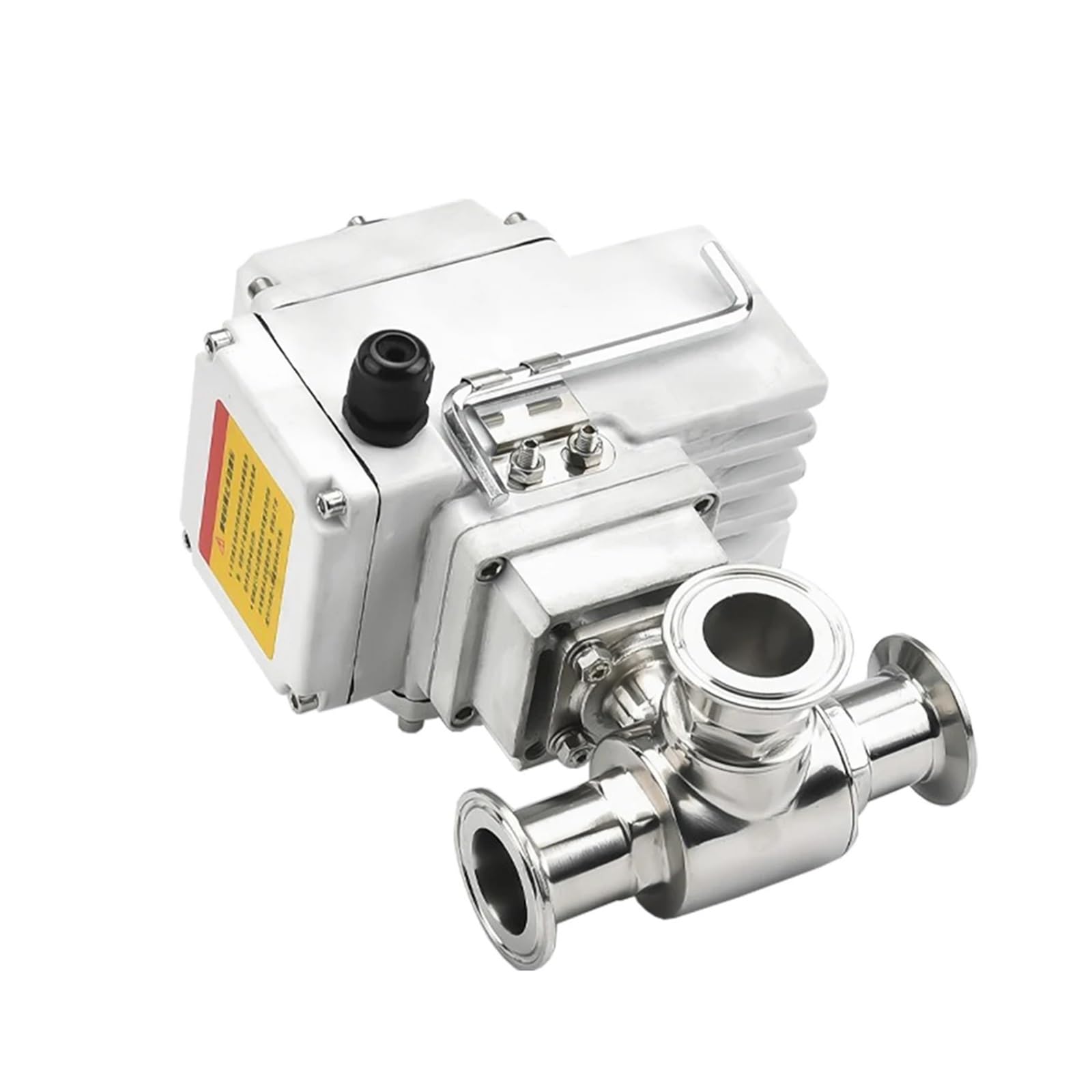 VSPPJYFG 32mm 3 Way Stainless Steel Sanitary Tri Clamp Ferrule Type Motorized Ball Valve 220V 110V 12V High Platform Electric Ball Valves(L TYPE-24VDC)