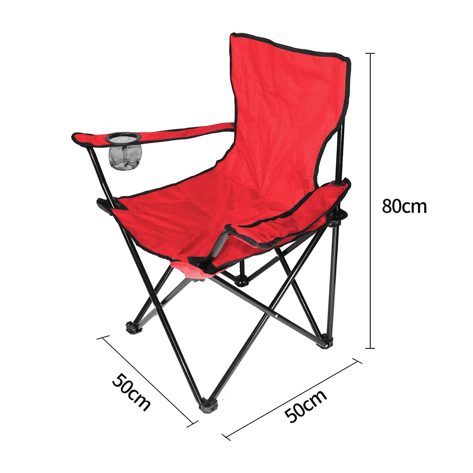 Lot de 2 Chaise Pliante Camping Fauteuil Pliable Chaise de Plage Ultra léger avec Porte Gobelet, Rembourrage en Mousse, Idéal Voyages, Pêche, Festival, Camping, Plage-Rouge-2PC