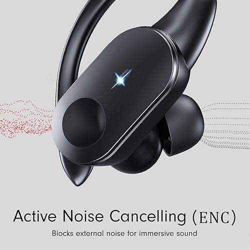 Miniatura 3 de Auriculares Bluetooth con carga inalámbrica, auriculares inalámbricos de reproducción de 80 horas, auriculares deportivos con gancho para la oreja,