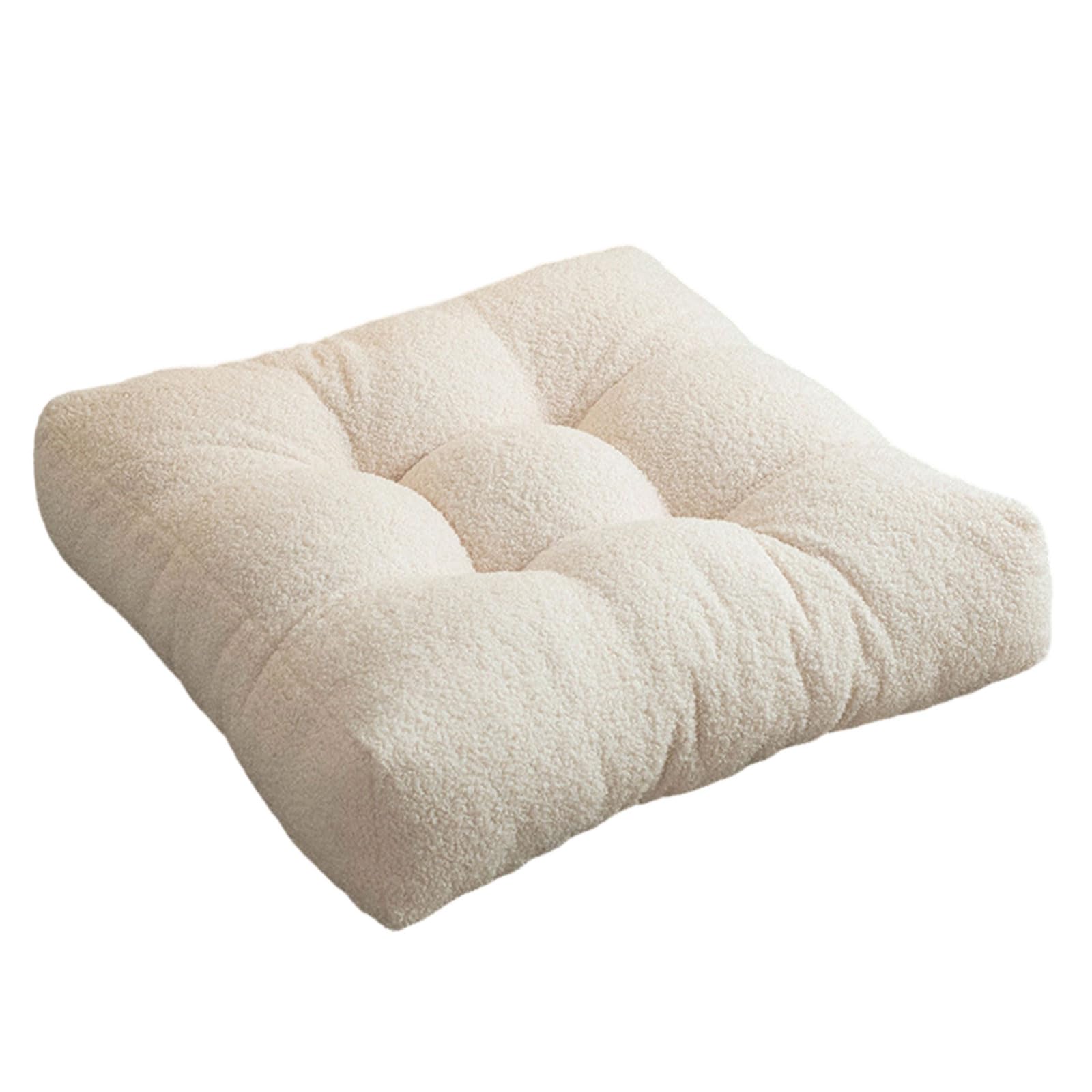 Coussin de siège carré en fausse laine d'agneau premium, texture ultra douce et haute densité