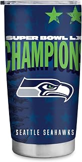 Rico Industries NFL Football Seattle Seahawks 2026 Super Bowl LX Champions 20oz Stainless Steel Tumbler with Lid - Great For Coffee, Tea, Water or Cocktails