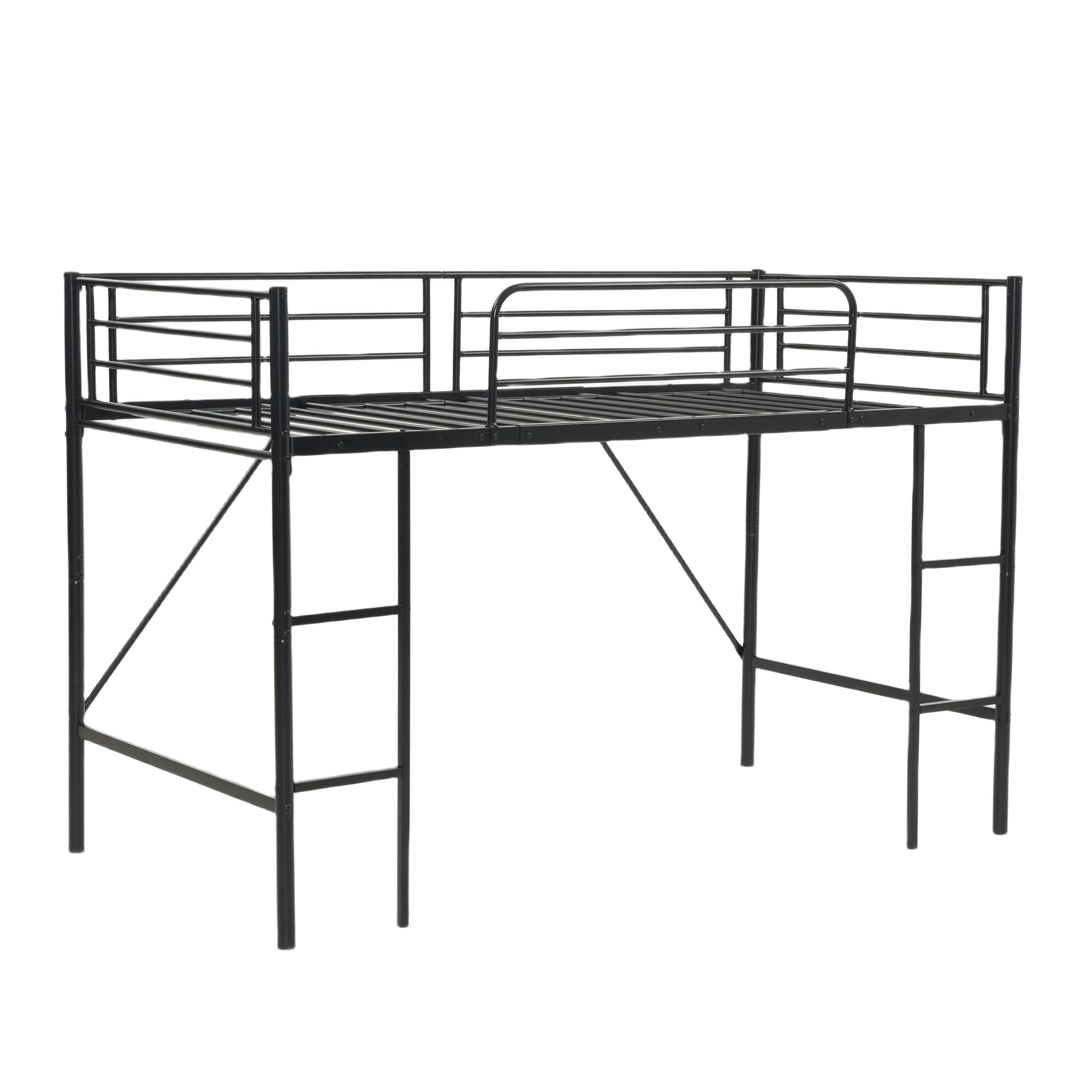 ブラック スチール ロフトベッド シングル 国内発送】【新作】【ブラック】ロフトベッド シングル パイプベッド