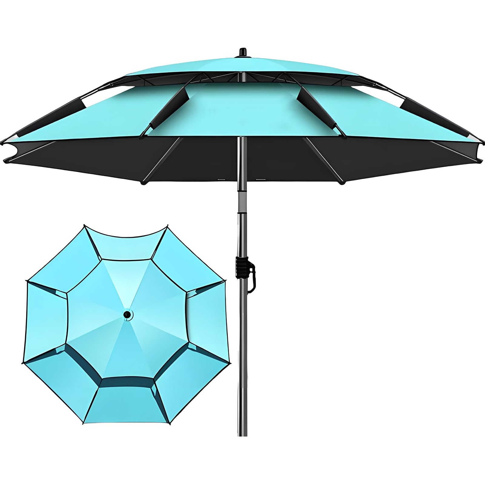 Generico Ombrellone da Spiaggia, Ombrellone da Pesca Inclinazione da Esterno con Protezione UV con Ancoraggio per Sabbia e Borsa per Trasporto(Bleu,240cm/8ft)