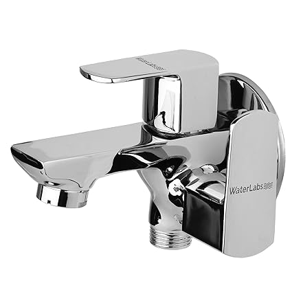 WaterLabs 2 in 1 Bib Cock kubix Prime with Wall Flange | Pure Brass | 7 Year Warranty | (Kubix)