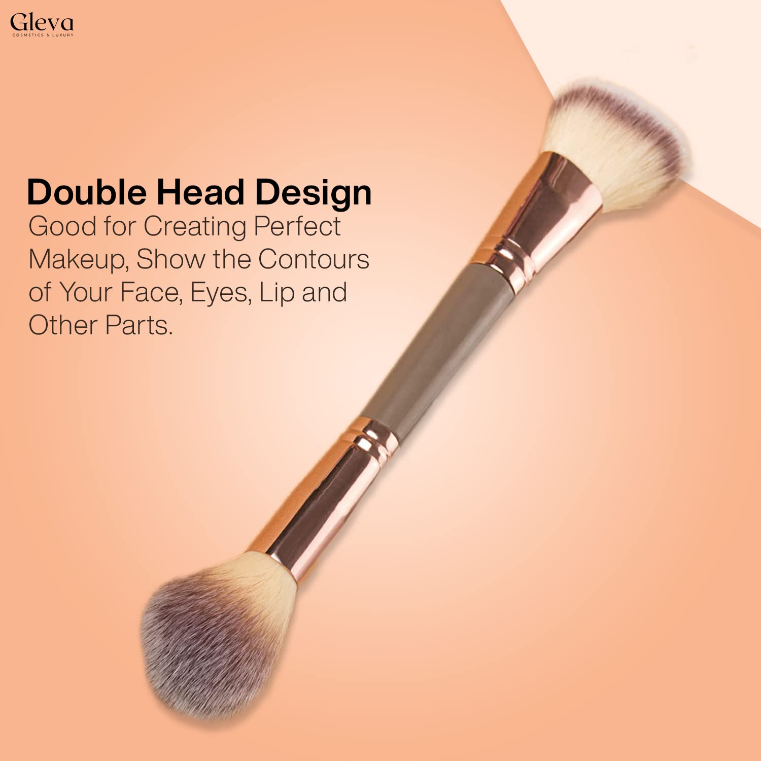 Gleva Multipurpose Kabuki Makeup Brush Dual-Ended Foundation Brush Concealer Brush Flawless Brush Ideal for Liquid Foundation, Cream, Powder, Blending, Buffing, Concealer (Brown) 1
