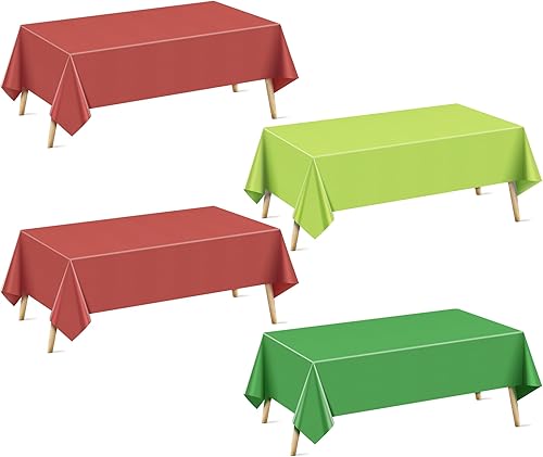 Miniatura 17 de Mantel rectangular serie rosa de 6 piezas, 54 x 72 pulgadas, color sólido, impermeable y a prueba de derrames, mantel de plástico desechable Serie