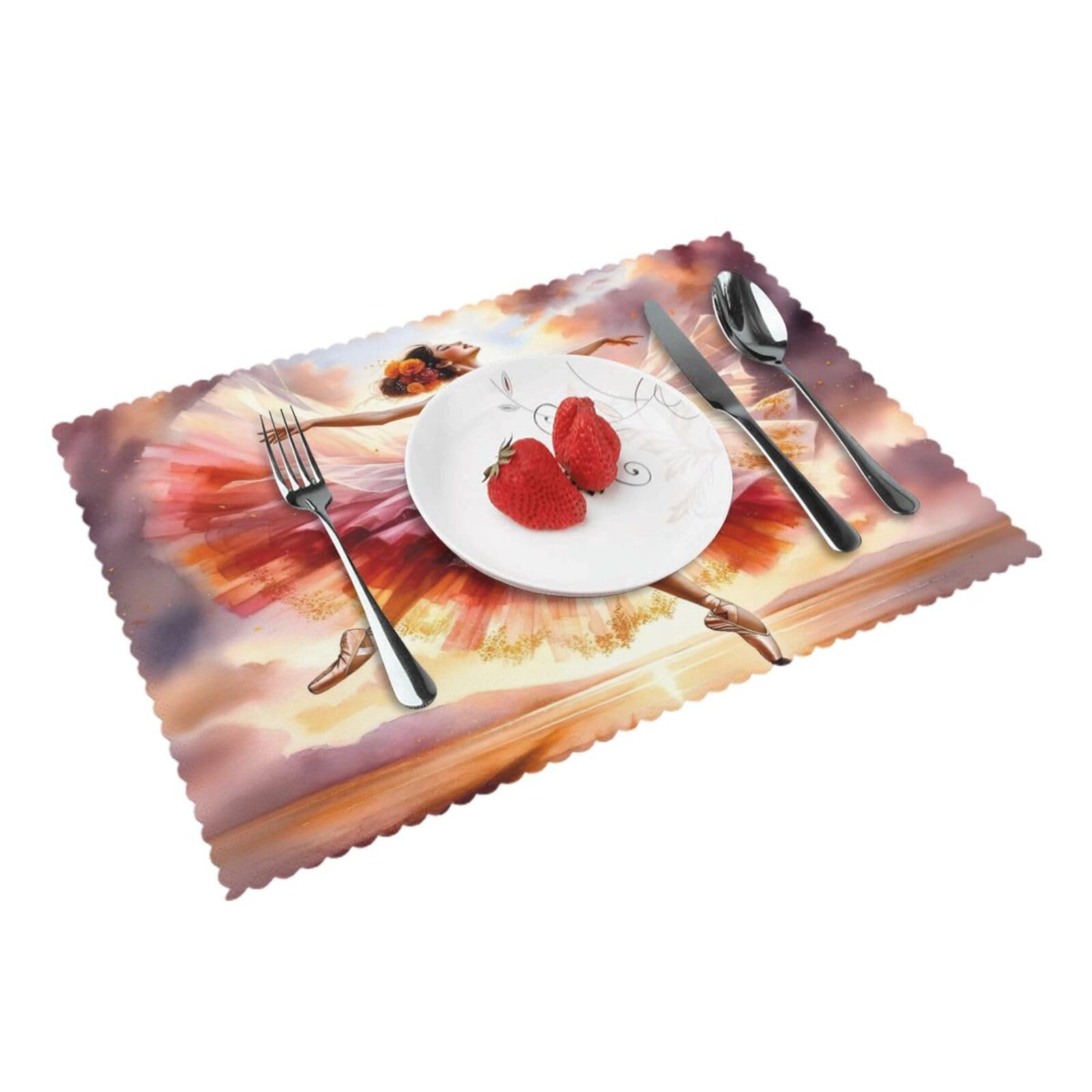 Ballerina Ballet Dance Placemats Set of 4 Print Table Mats Place Mats Table Decor for Kitchen Dining 12X18 in