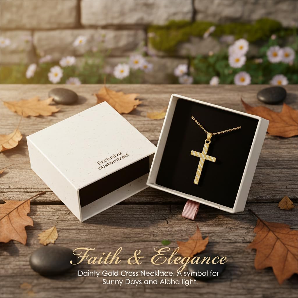 14K Gold Cross Necklace for Women Elegent Gold Cross Pendant Necklace Religious Jewelry Gift - Image 7