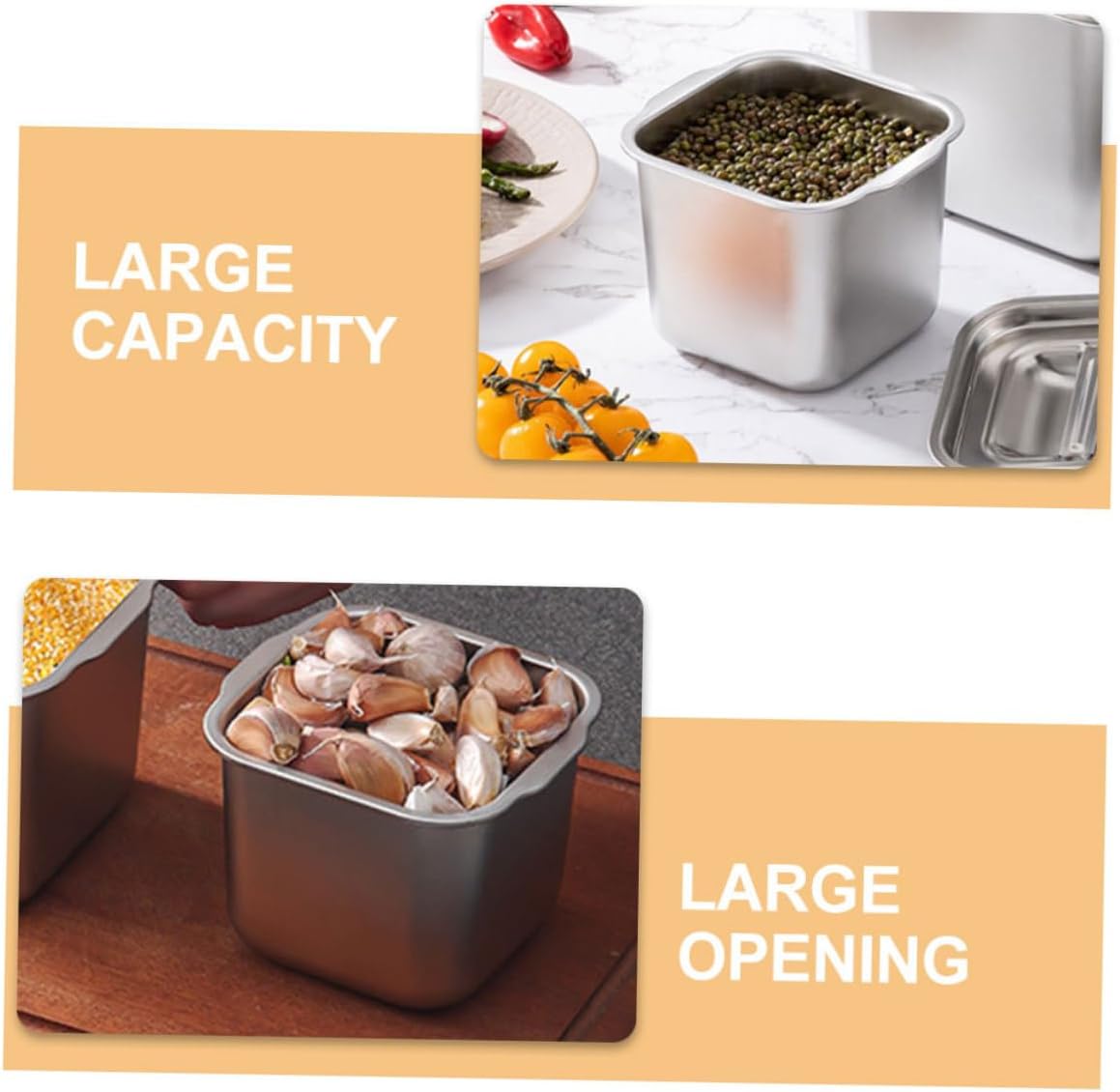 3pcs Stylish Stainless Steel Spice Canister with Lid Multi-functional Seasoning Storage Pot for Home Kitchen Resistant Condiment Organizer with Design