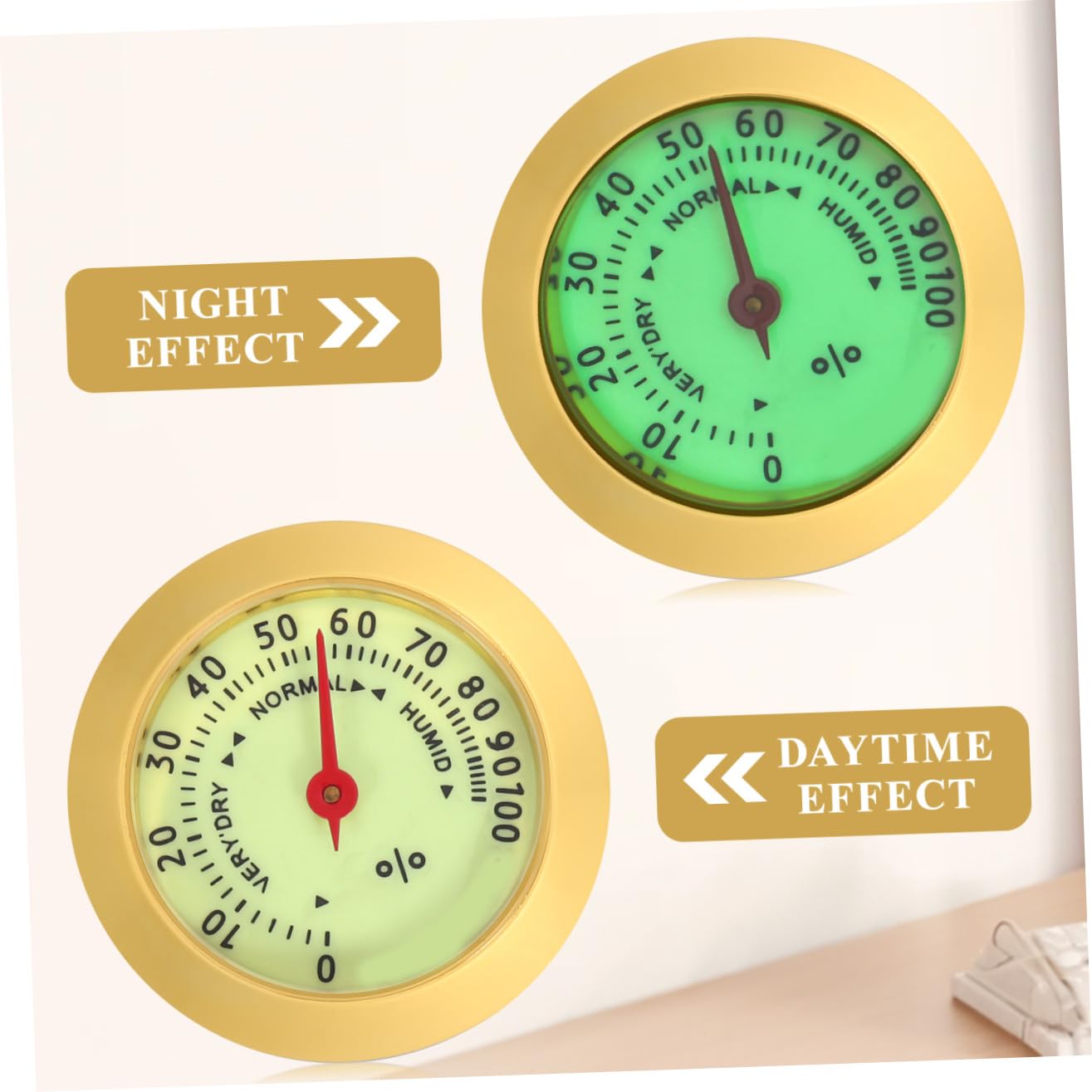 Compact Analog Round Mechanical Hygrometer for Cigar Humidor and Musical Instrument Cases High-Precision Humidity Gauge Cigar Box Accessory Lightweight Portable Design