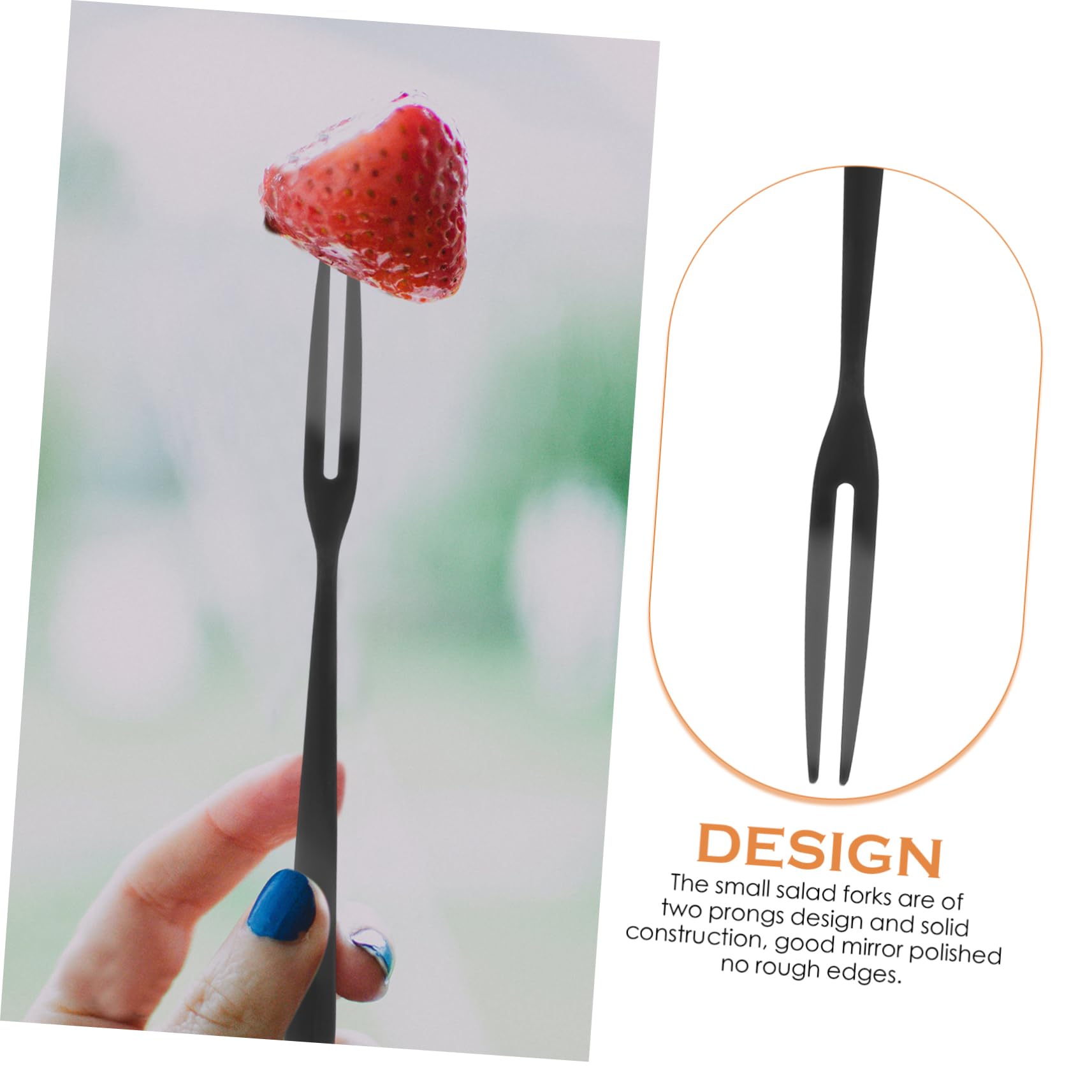 OUNONA 30piezas Tenedores De Fruta De Acero Inoxidable Puntas Utensilios Reutilizables Para Fiestas Para Eventos Bar y Hotel Negro
