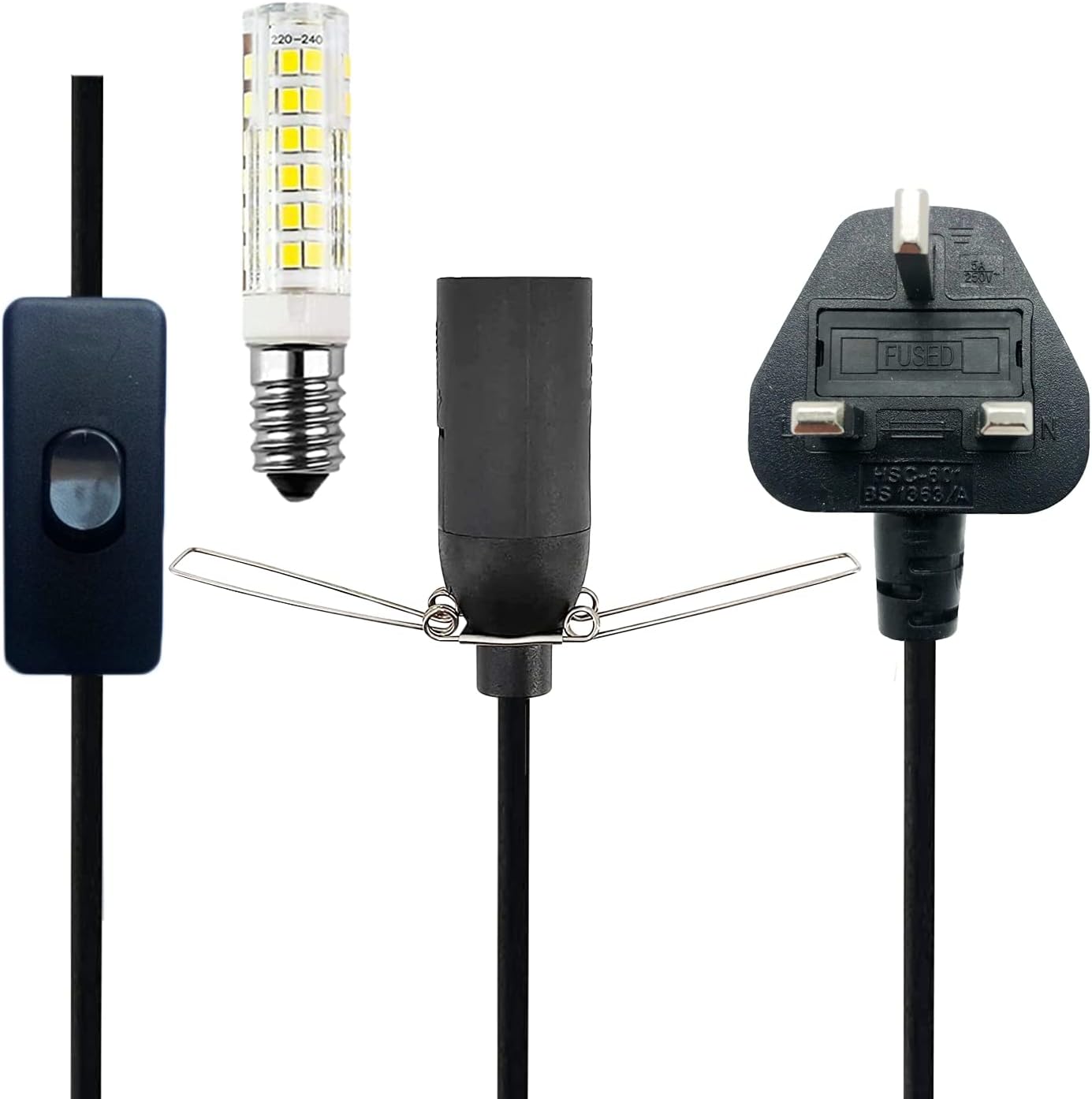 SPHIRES Salt Lamp Replacement Electric Cable with 7W E14 LED Bulb 2