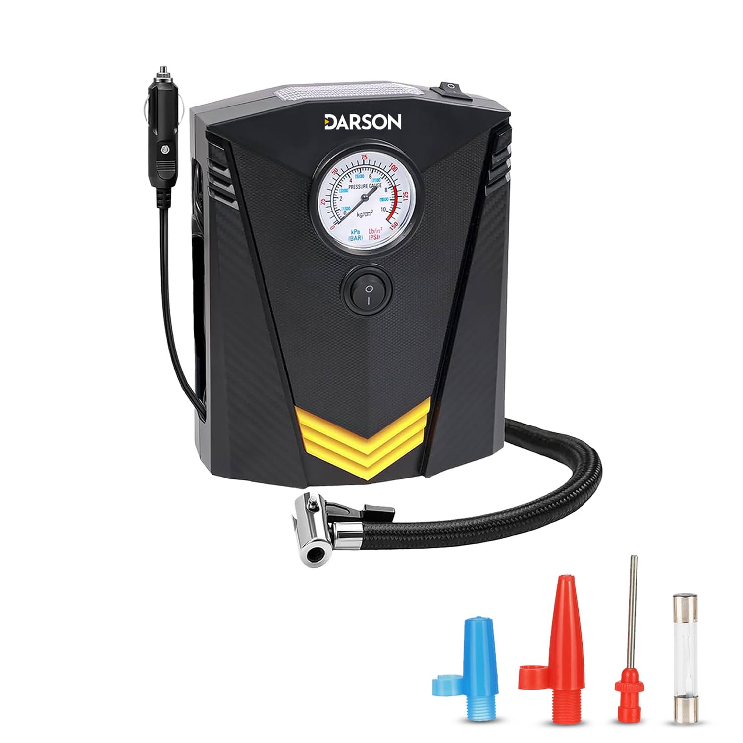 Darson TID-150 Tyre Inflator for Car - Mini Air Compressor - Fast Inflation Speed air inflator for car - 12V Car Port and 150PSI Portable Air Compressor for Cars, Bike, Bicycle and Football