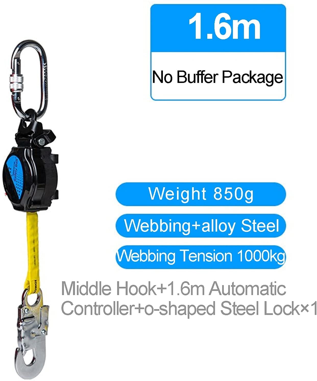 FuturelOT 17FT Self-Retracting Lifeline – Fall Arrestor With Shock Absorbing Steel Wire Rope For Roofing, Construction & High-Altitude Work