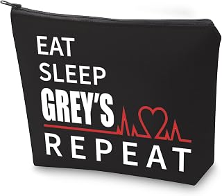 ZJXHPO Grey's Fans Gift Eat Sleep Grey's Repeat Makeup Bag with Zipper TV Show Cosmetic Bag Gift Grey's Travel Case Survival Kit Toiletry Bag (C-BL Grey's)
