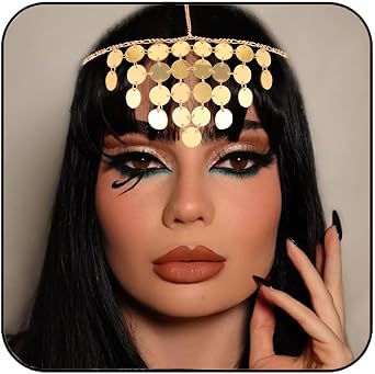 CAKURE Dot Sequins Headbands Chain Gold Head Chain Headpiece Sequence Forehead Chain Party Festival Halloween Costume Hair Accessories for Women