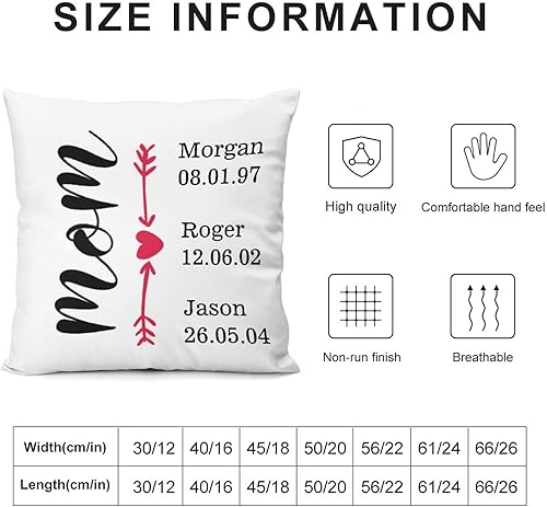 Miniatura 2 de Custom Mothers Day Pillow Cover Soft Velvet Square Pillow Case with Kids Names Family Names Custom Gift for Mom Mommy from Child Daughter Son,