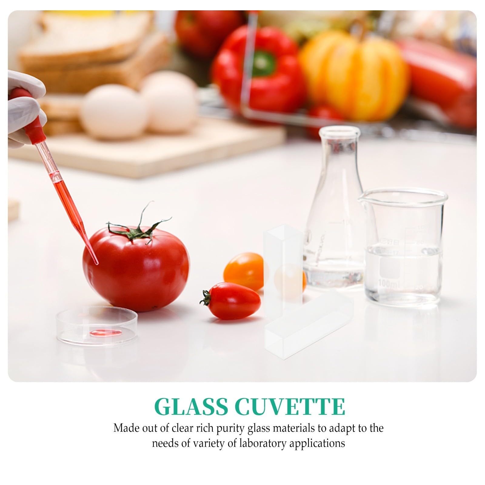 FRCOLOR Cuvette in Vetro Lunghezza del Cammino 10mm Set di 4 per Spettrofotometro per Analisi Spettrale in Laboratorio