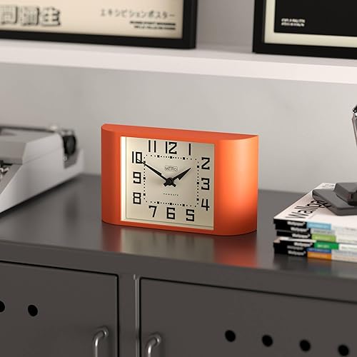 Miniatura 5 de NEWGATE Mini reloj de escritorio Metro | Reloj de repisa retro | Naranja | Estilo de mediados de siglo para escritorio, mesa, estante o mesita de