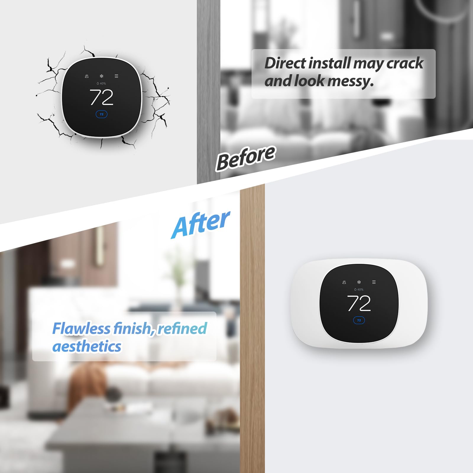 Trim Plate Compatible With Ecobee Smart Thermostat Essential, Wall