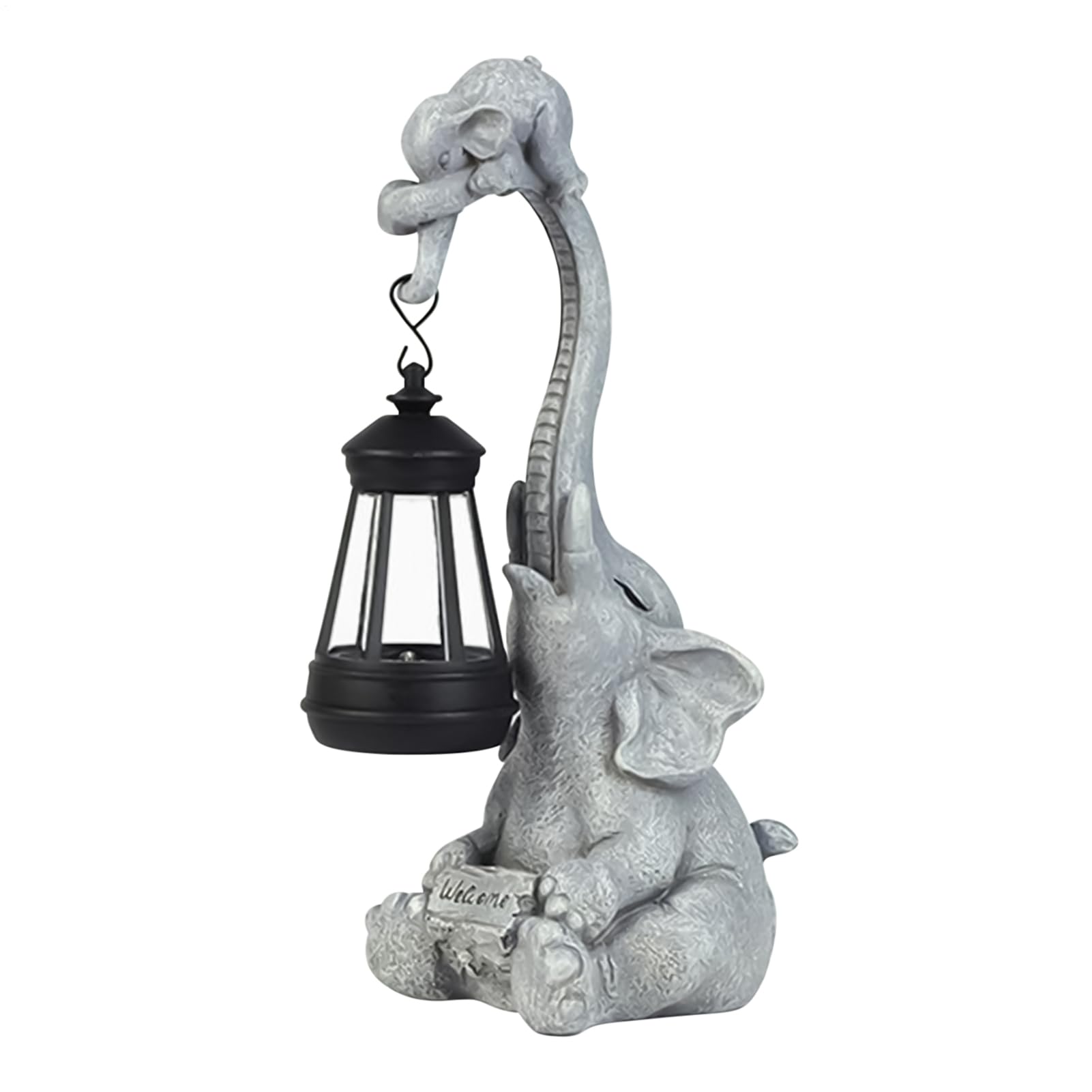 Statues d'éléphant solaires LED en résine pour décoration extérieure de jardin et balcon