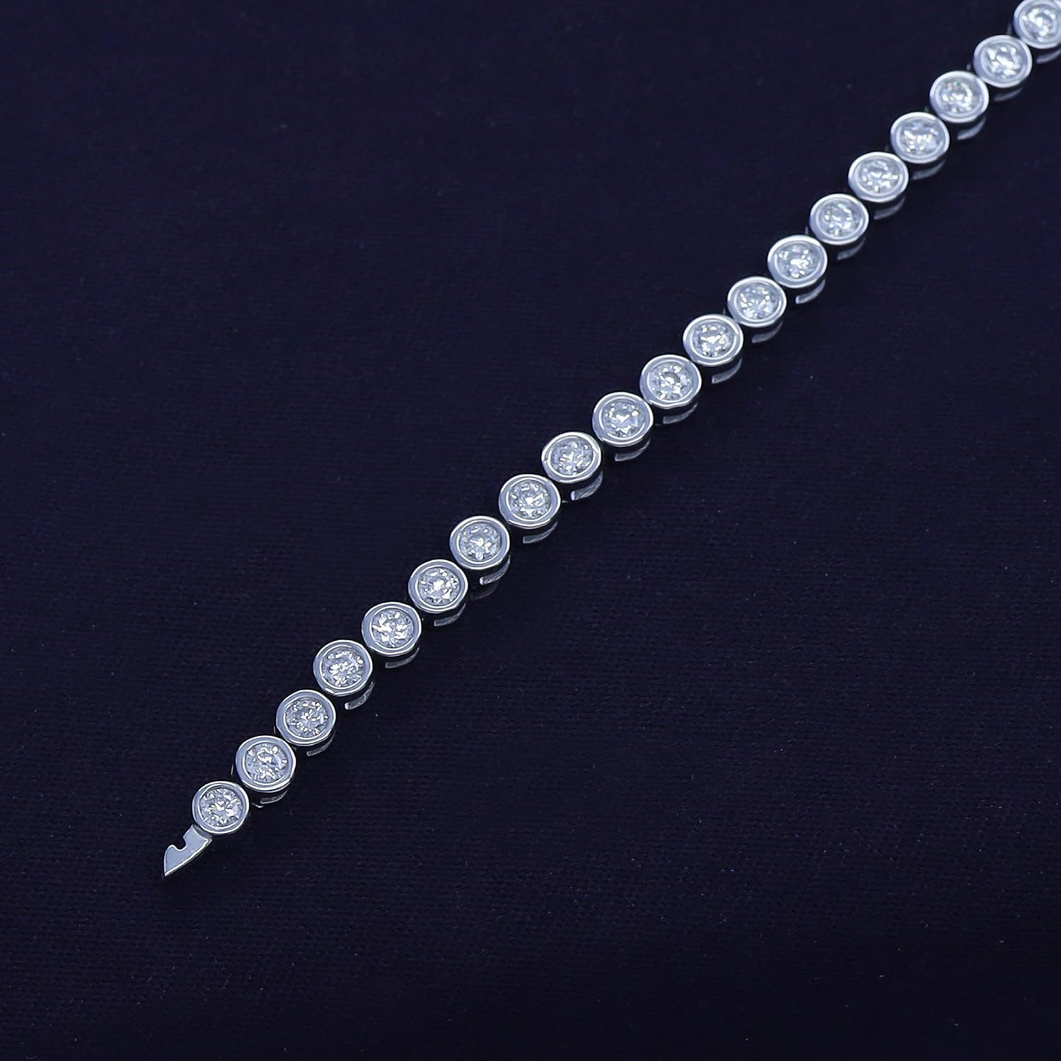 Tennis Bracelet For Women | Round Moissanite Diamond Bezel Set Stackable Wedding Bracelet for Brides | 14K Gold Over Sterling Silver Jewelry For Her (1.60 Cttw to 2.00 Cttw)