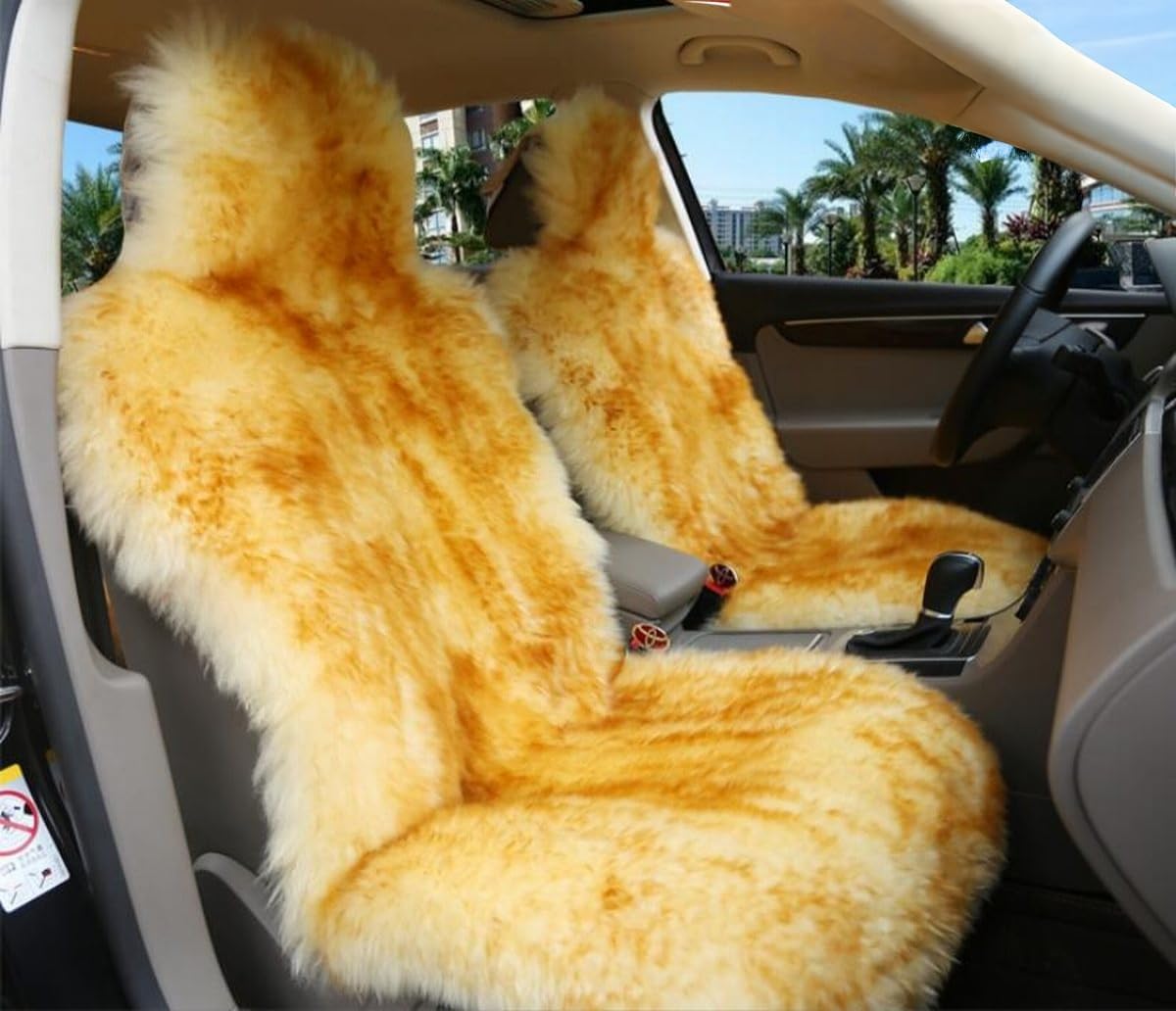 Winter Warm Authentic Australia Sheepskin Car Seat Cover Luxury Long Wool Front Seat Cover Fits Most Car, Truck, SUV, or Van (Brown Tips)