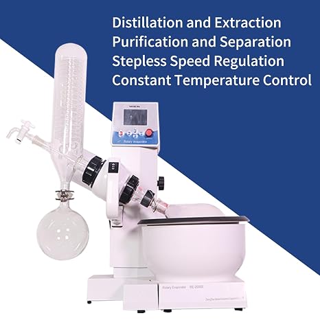 Labrotary Mini Rotary Evaporator 3L,Distillation Small Capacity Rotary Evaporator,200 RPM Rotation Speed,Host Automatic Lifting and Temperature Intelligent Digital Display(RE-3000A)