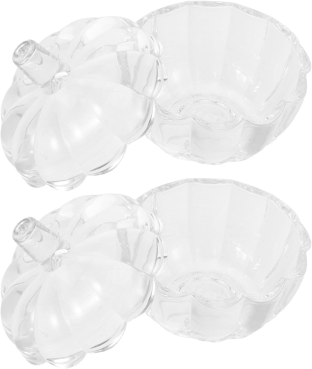 Halloween 2pcs Embossed Glass Pumpkin Jar with Lid for Boys and Girls