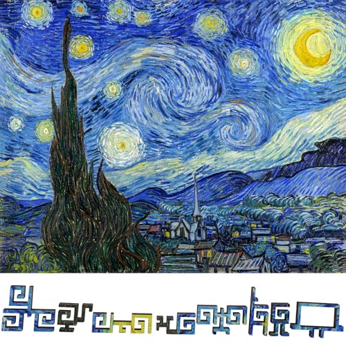 Wooden Puzzle for Adults - Geometric Design - Made in the USA by FoxSmartBox - 300 Pieces - The Starry Night