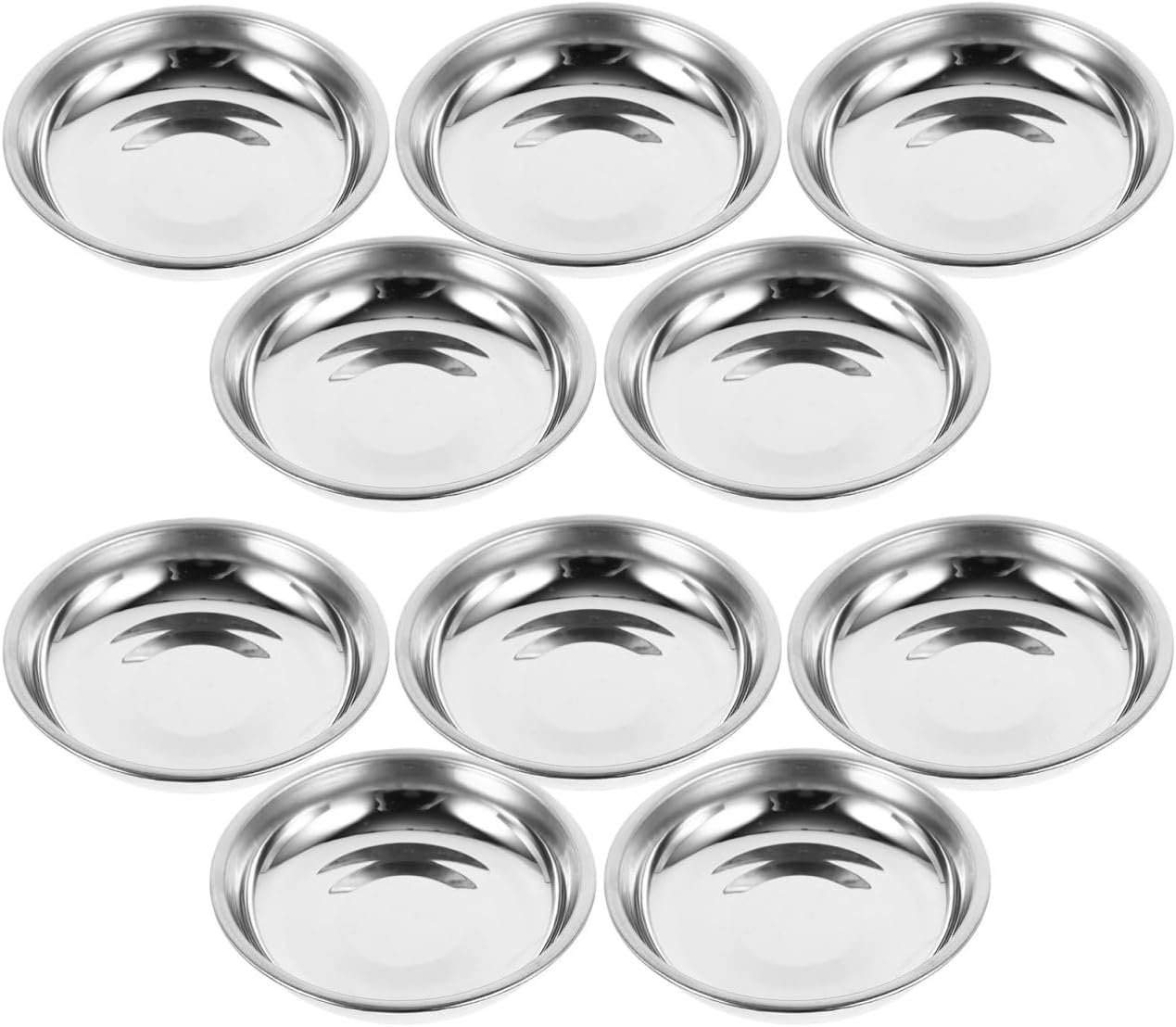 Hemoton Stainless Steel Small Plates Set of 5 3.14 Inch Round Sauce Dishes for Condiments Appetizers Mustard and Snacks Mini Metal Plates for Kitchen Dining and Entertaining