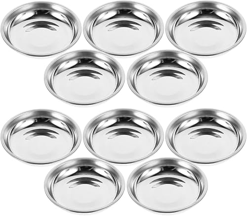 Hemoton 10 platos de salsa de acero inoxidable, mini platillos para sumergir, bandeja pequeña para aperitivos, platos de sushi, platos de aperitivo,