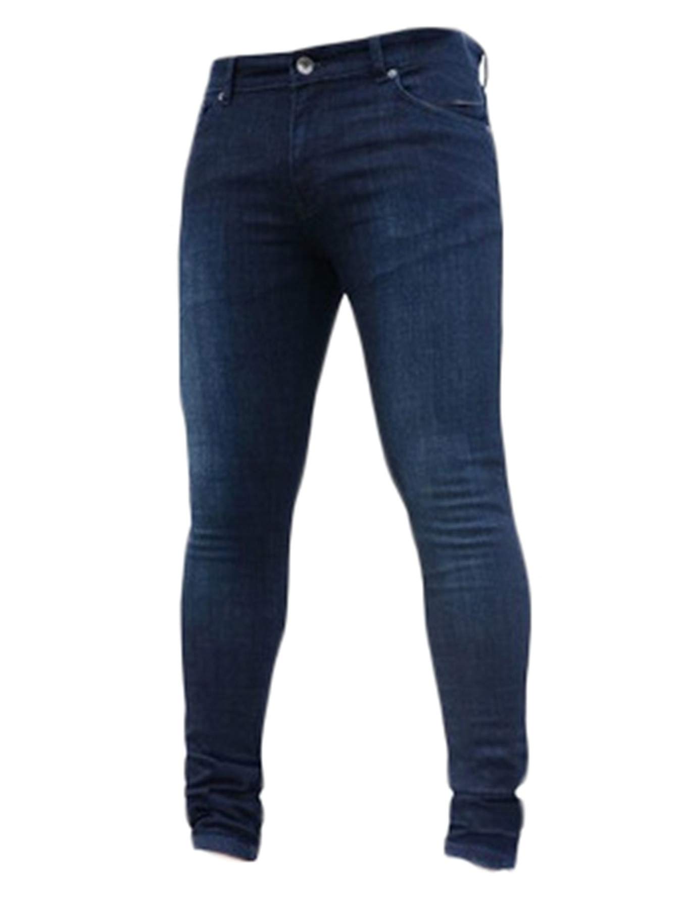 Andongnywell Mens Relaxing Elastic Solid Color Skinny Denim Jeans Mans Stretch Mid Rise Jeans Trousers