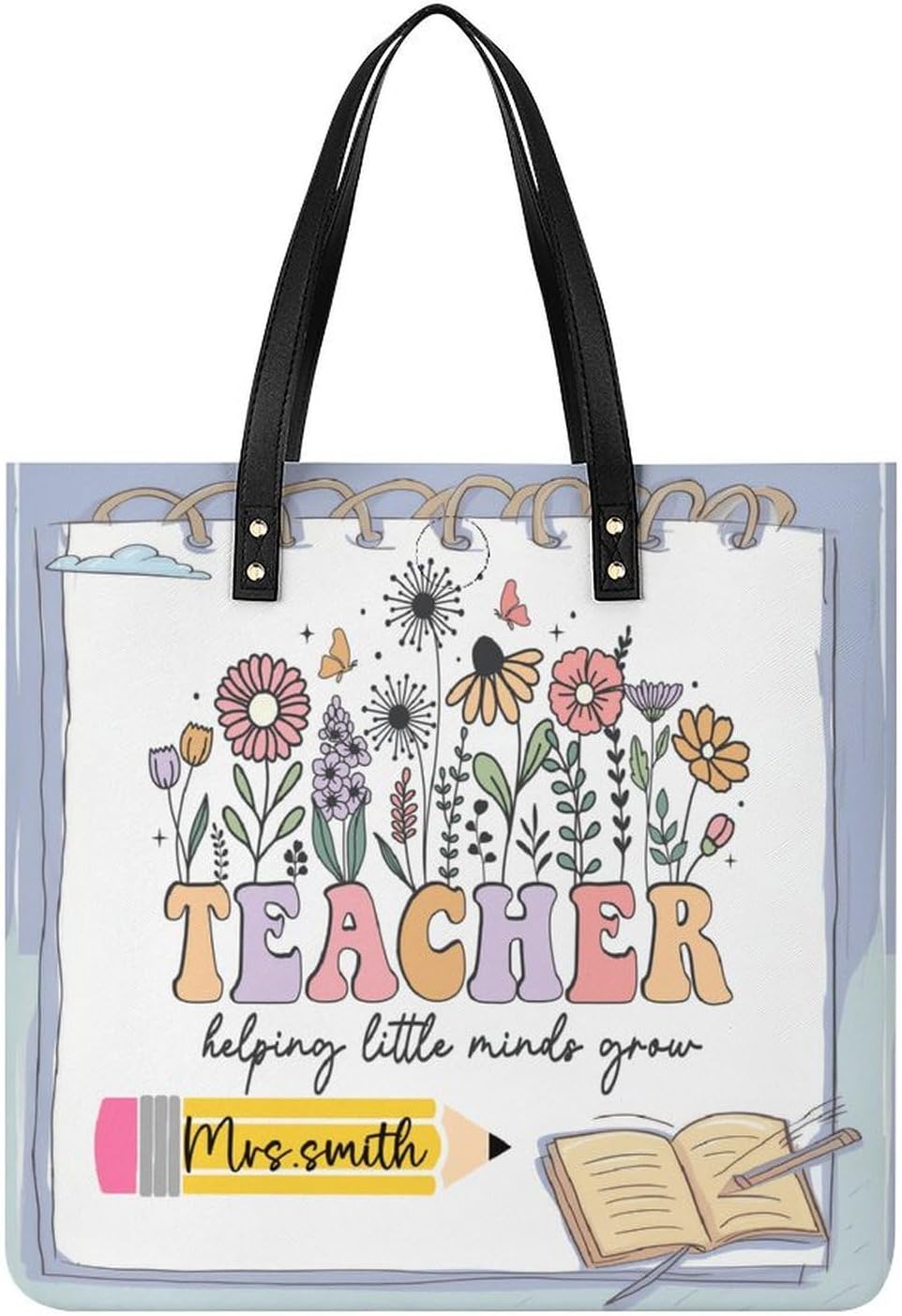 Personalized Teacher Tote Bag Leather Teacher Handbag